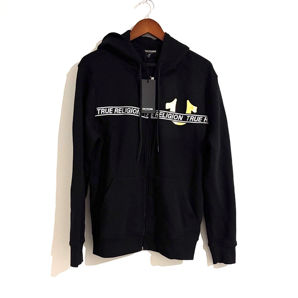 True Religion Black Zip-Up with‎ Gold Details